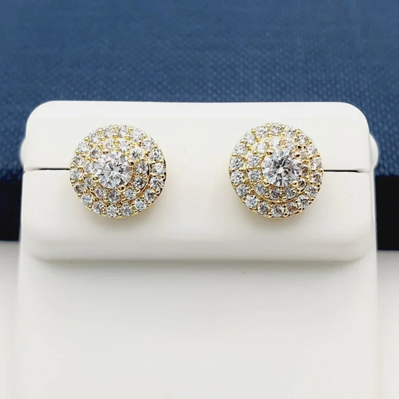 "14K Gold Plated Cubic Zircon Earrings, INUS1BR311 - Picture 1 of 10